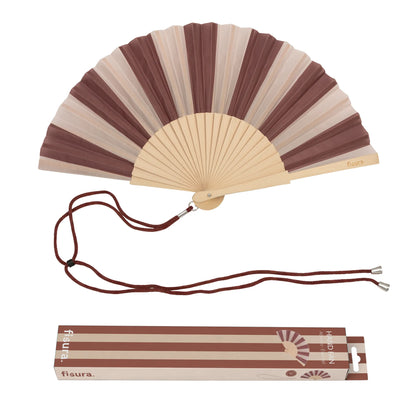 Éventail à Rayures Marron et Beige – Fisura