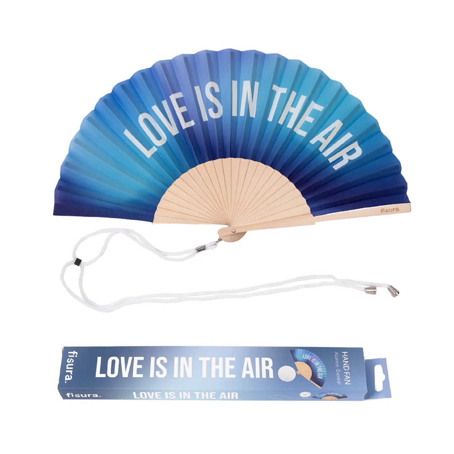 Éventail « Love is in the air » Dégradé Bleu – Fisura