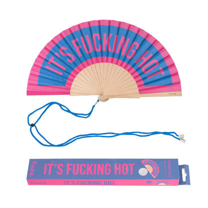 Éventail « It’s fucking hot » Bleu et Rose – Fisura