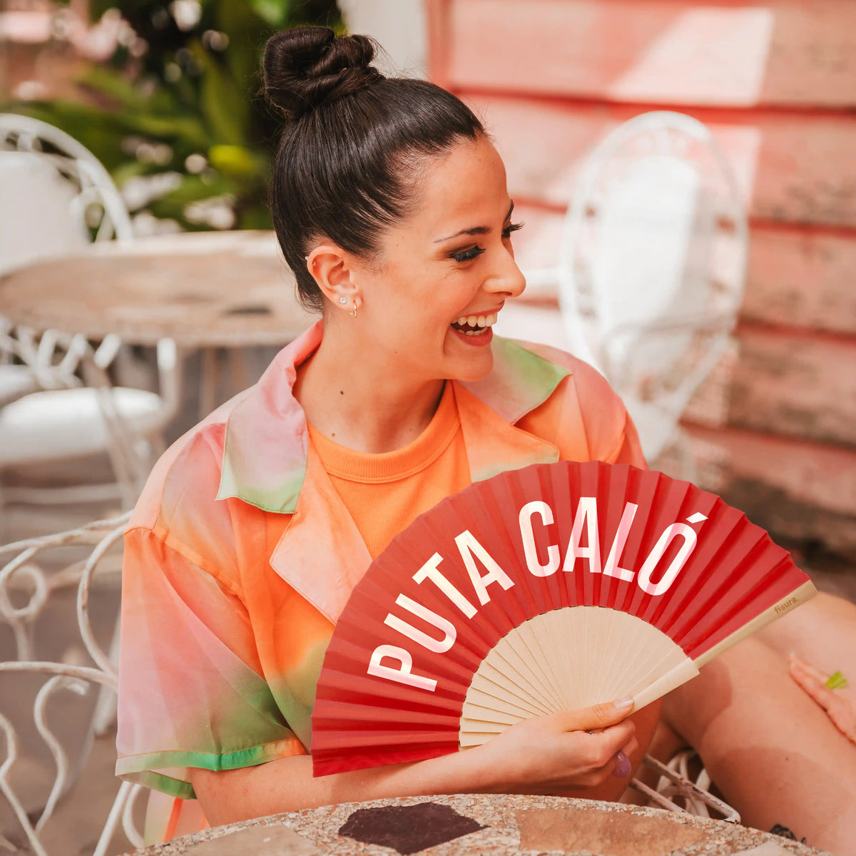 Éventail « Puta caló » Rouge
