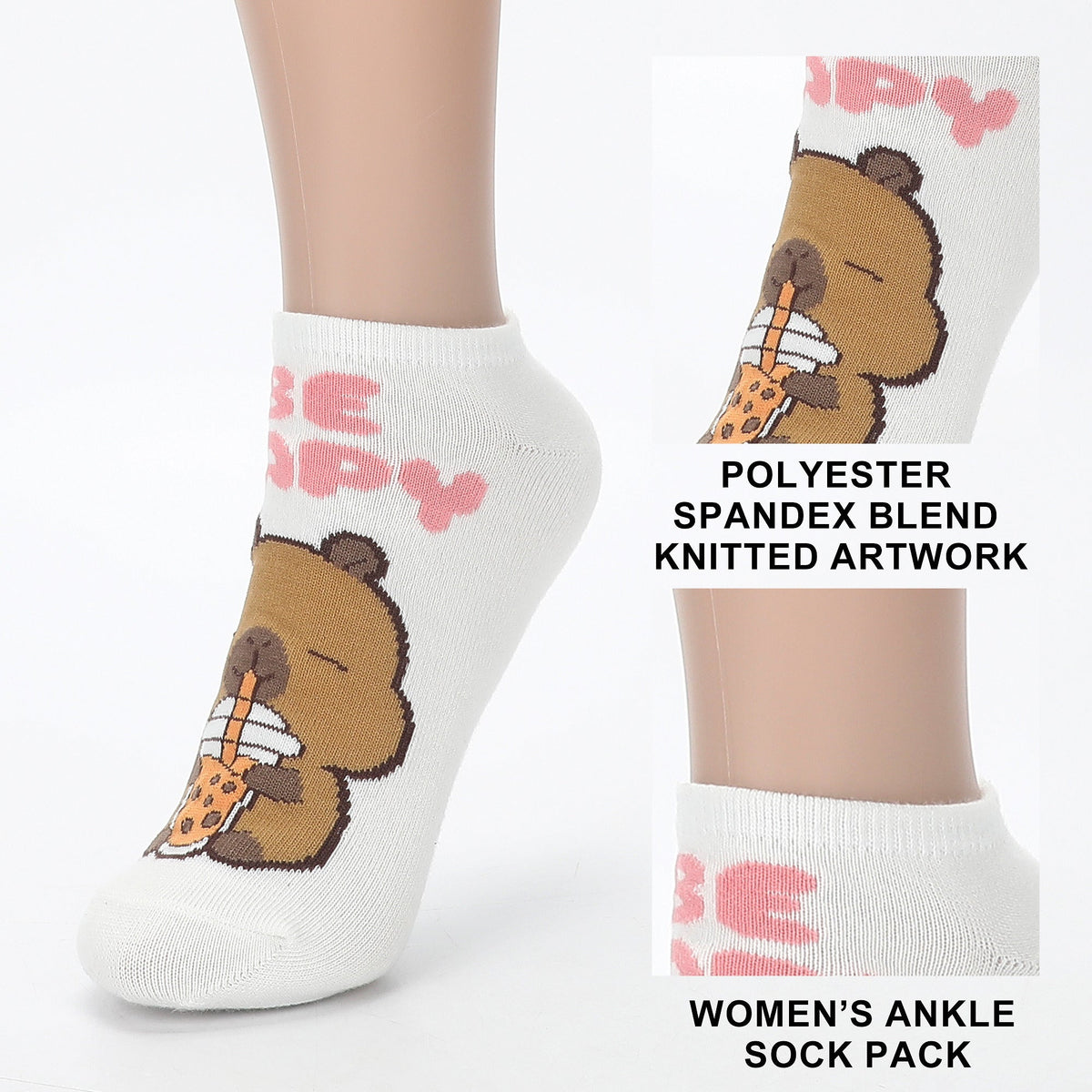 Chaussettes femme Capyfun personnages mignons - lot de 5 paires