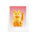 Stampa Risograph A3 Chat Chanceux Pêche