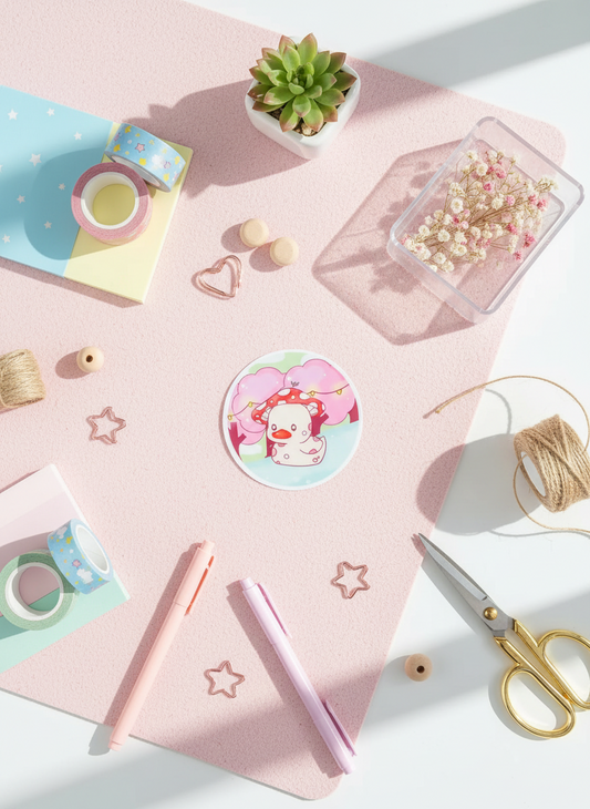 Pato de champiñón redondo Pegatina