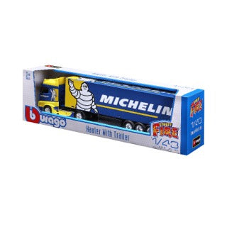 1:43 STREET FIRE HAULERS WITH TRAILER -M-B ACTROS GIGASPACE MICHELIN