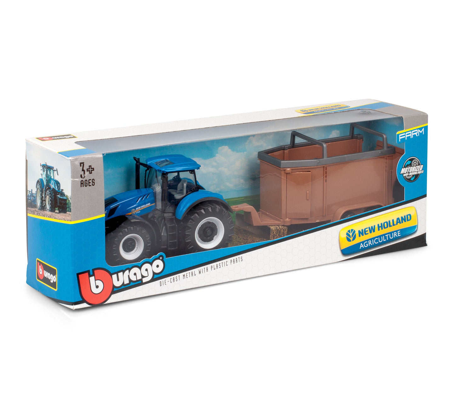 NEW HOLLAND T7.315 TRACTOR 10CM WITH HORSE TRAILER