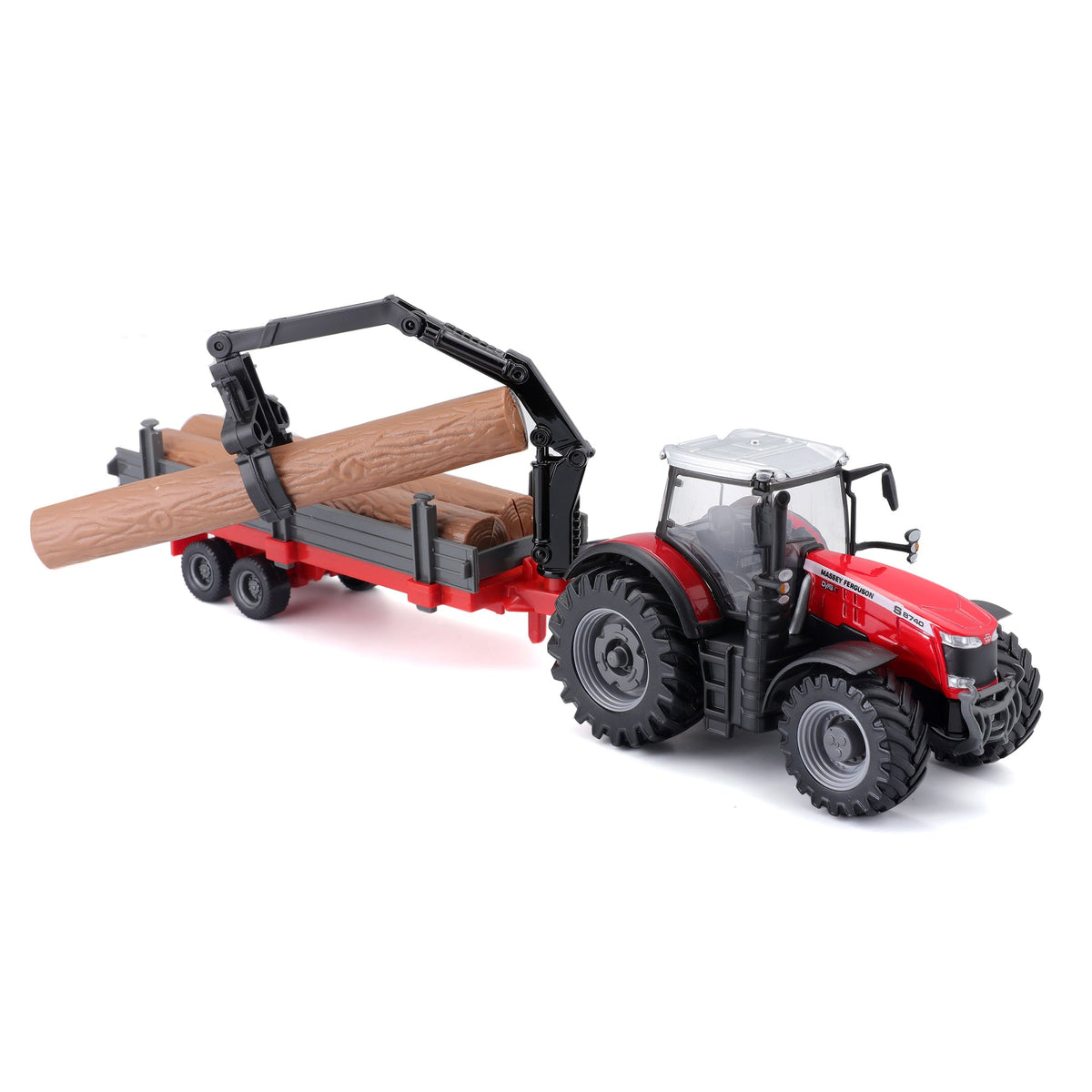 TRACTEUR MASSEY FERGUSSON 8740S DE 10 CM AVEC CHARGEUSE À GRUMES ET REMORQUE