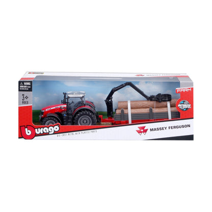 TRACTEUR MASSEY FERGUSSON 8740S DE 10 CM AVEC CHARGEUSE À GRUMES ET REMORQUE