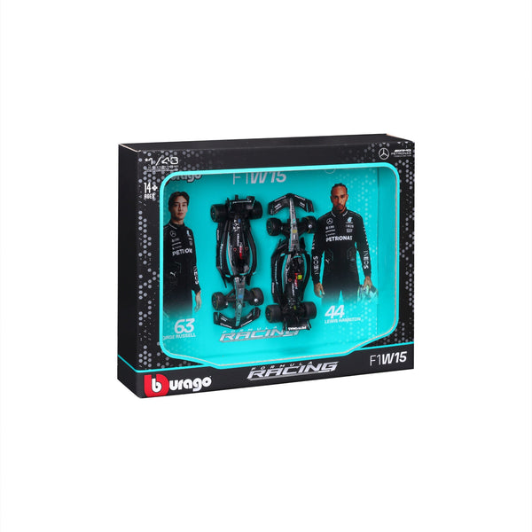 1:43 F1 MERCEDES AMG W15 2024 PACK DE DEUX HAMILTON ET RUSSELL