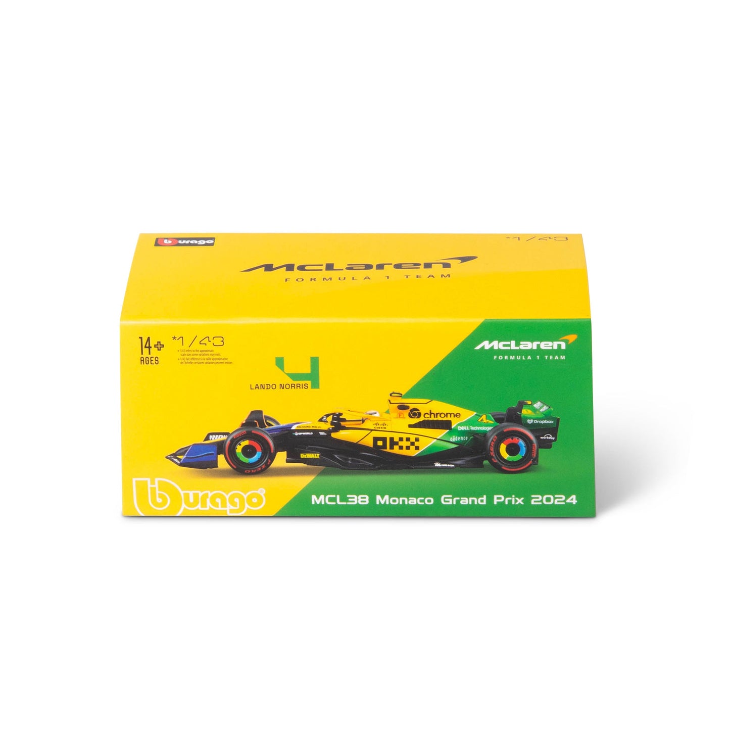 1:43 F1 MCLAREN MCL38 2024 AVEC CASQUE NORRIS SENNA LIVRAISON