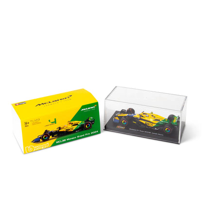 1:43 F1 MCLAREN MCL38 2024 AVEC CASQUE NORRIS SENNA LIVRAISON