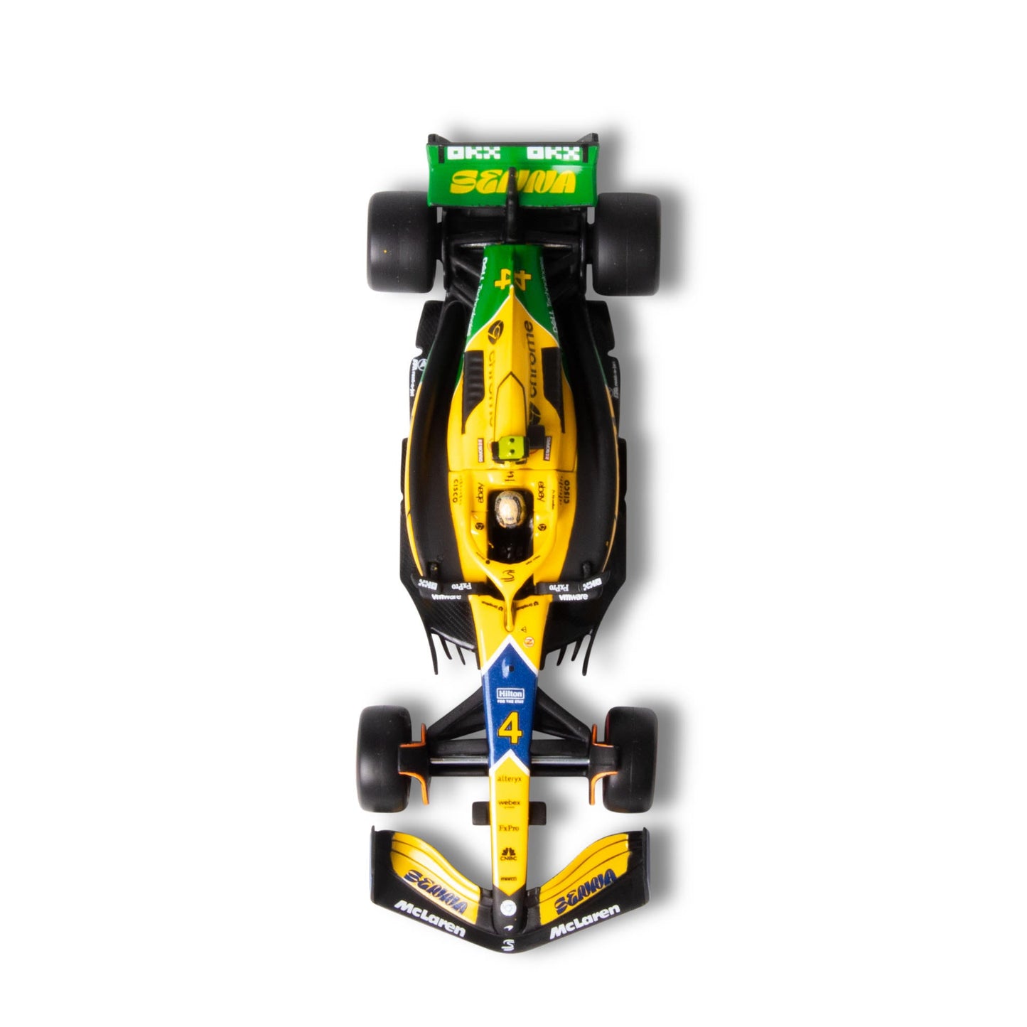 1:43 F1 MCLAREN MCL38 2024 AVEC CASQUE NORRIS SENNA LIVRAISON