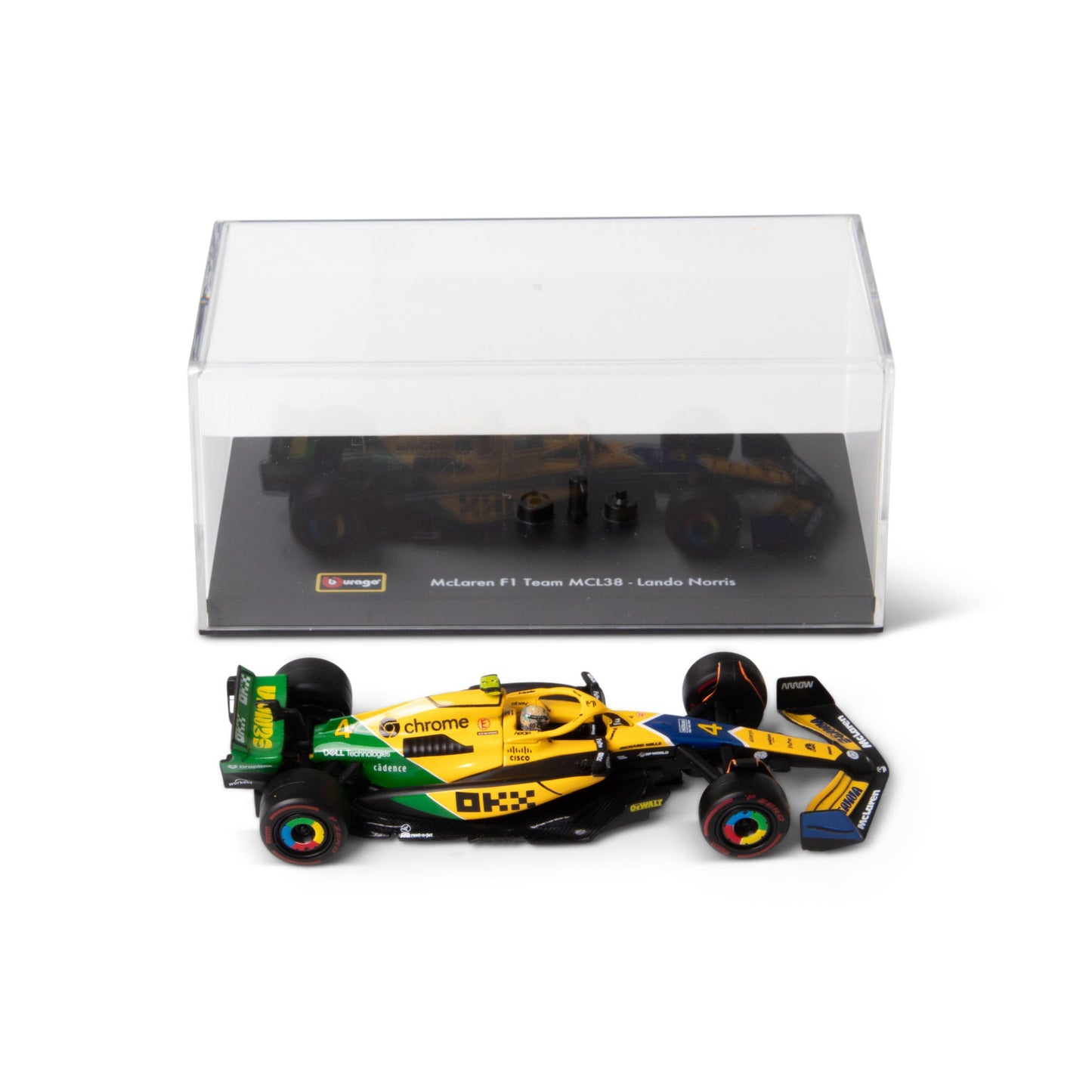 1:43 F1 MCLAREN MCL38 2024 AVEC CASQUE NORRIS SENNA LIVRAISON