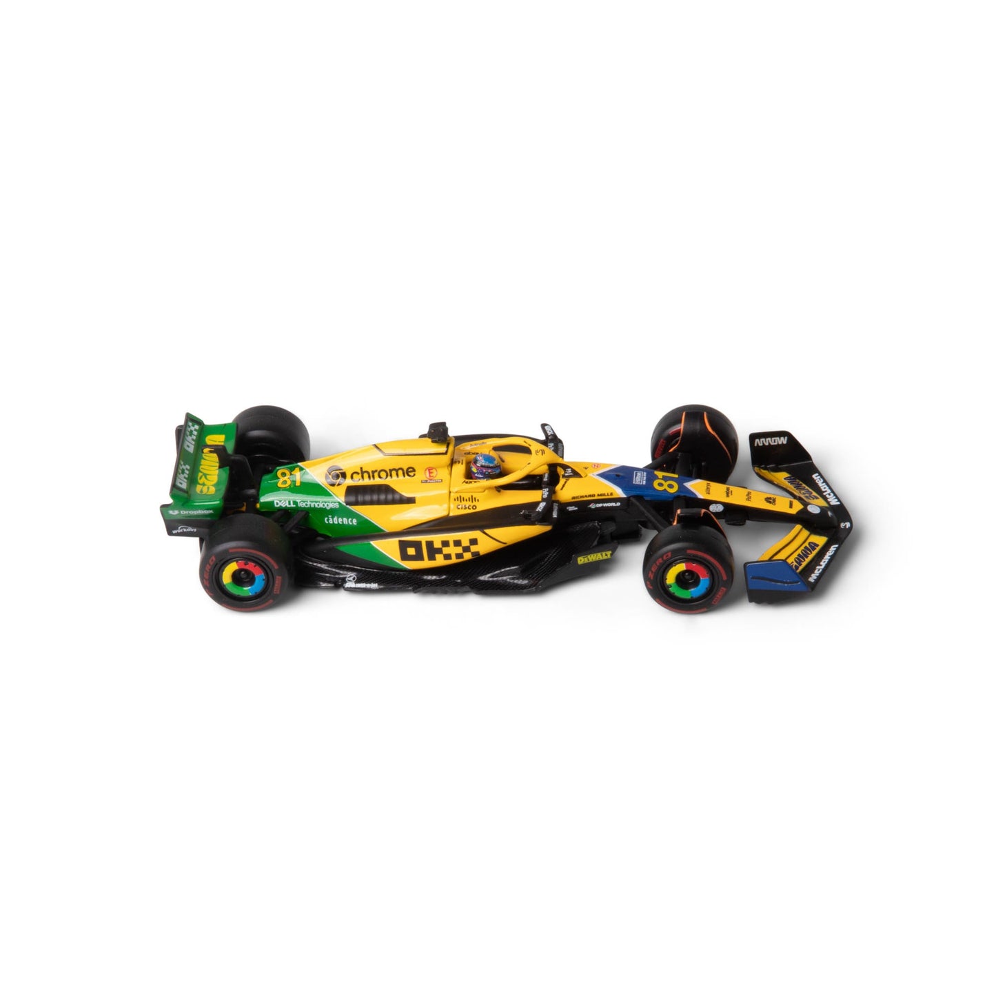 1:43 F1 MCLAREN MCL38 2024 AVEC CASQUE LIVRÉE PIASTRI SENNA