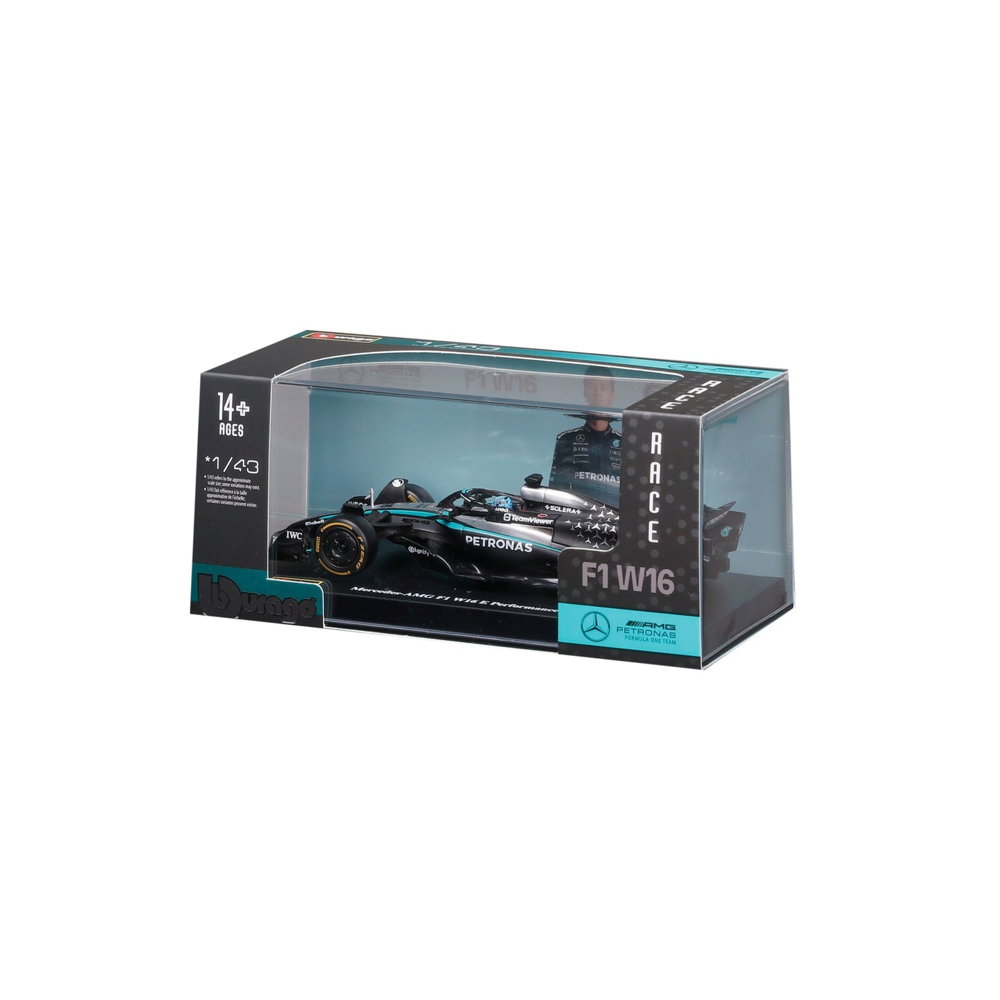 1:43 F1 MERCEDES AMG W16 2025 RUSSELL WITH HELMET