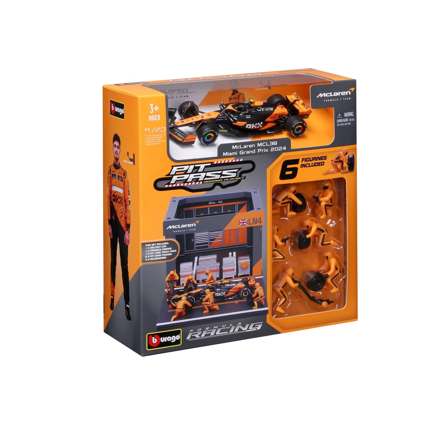 1:43 F1 MCLAREN MCL38 2024 DIORAMA PASSAGE AUX STANDS NORRIS