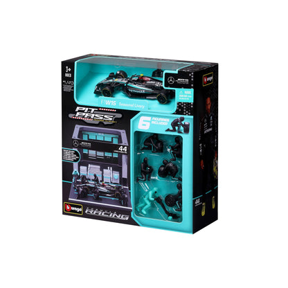 1:43 F1 MERCEDES AMG W15 2024 PIT PASS DIORAMA HAMILTON