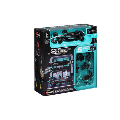 1:43 F1 MERCEDES AMG W15 2024 PIT PASS DIORAMA HAMILTON