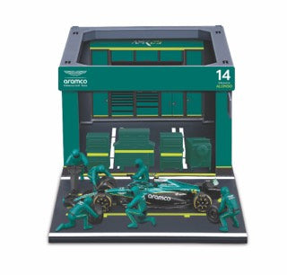 1:43 F1 ASTON MARTIN AMR25 2025 PIT PASS DIORAMA ALONSO