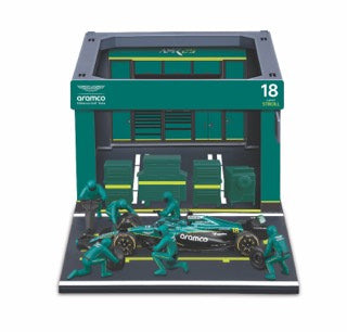 1:43 F1 ASTON MARTIN AMR25 2025 PIT PASS DIORAMA STROLL