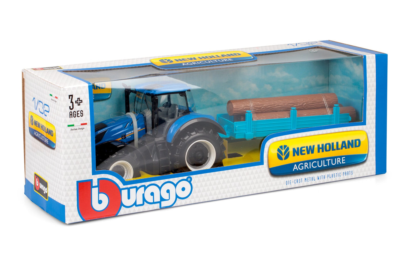 TRACTEUR NEW HOLLAND T7.315 AVEC REMORQUE À GRUMES 1:32
