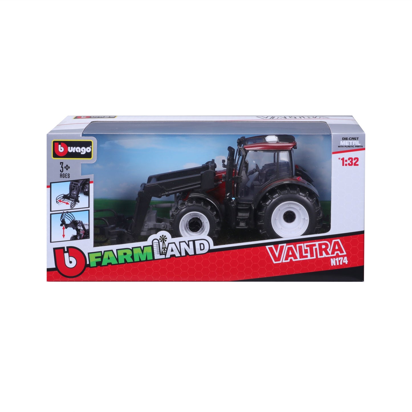 TRACTEUR AGRICOLE VALTRA N174 AVEC CHARGEUR FRONTAL 1:32