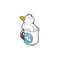 White Duck in a Mug Pin