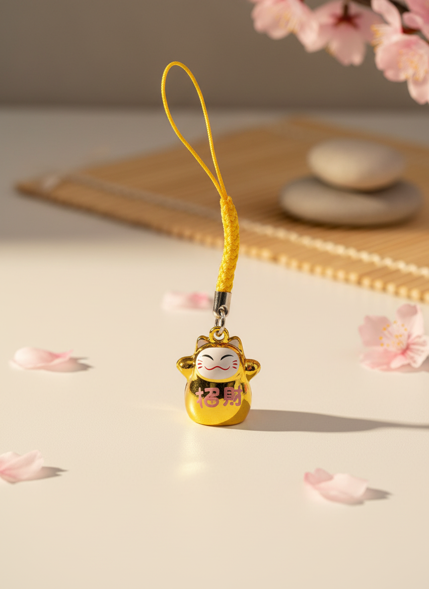 Llavero Daruma Lucky Cat Campanilla