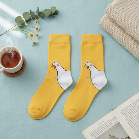 Calcetines de pato blanco amarillo