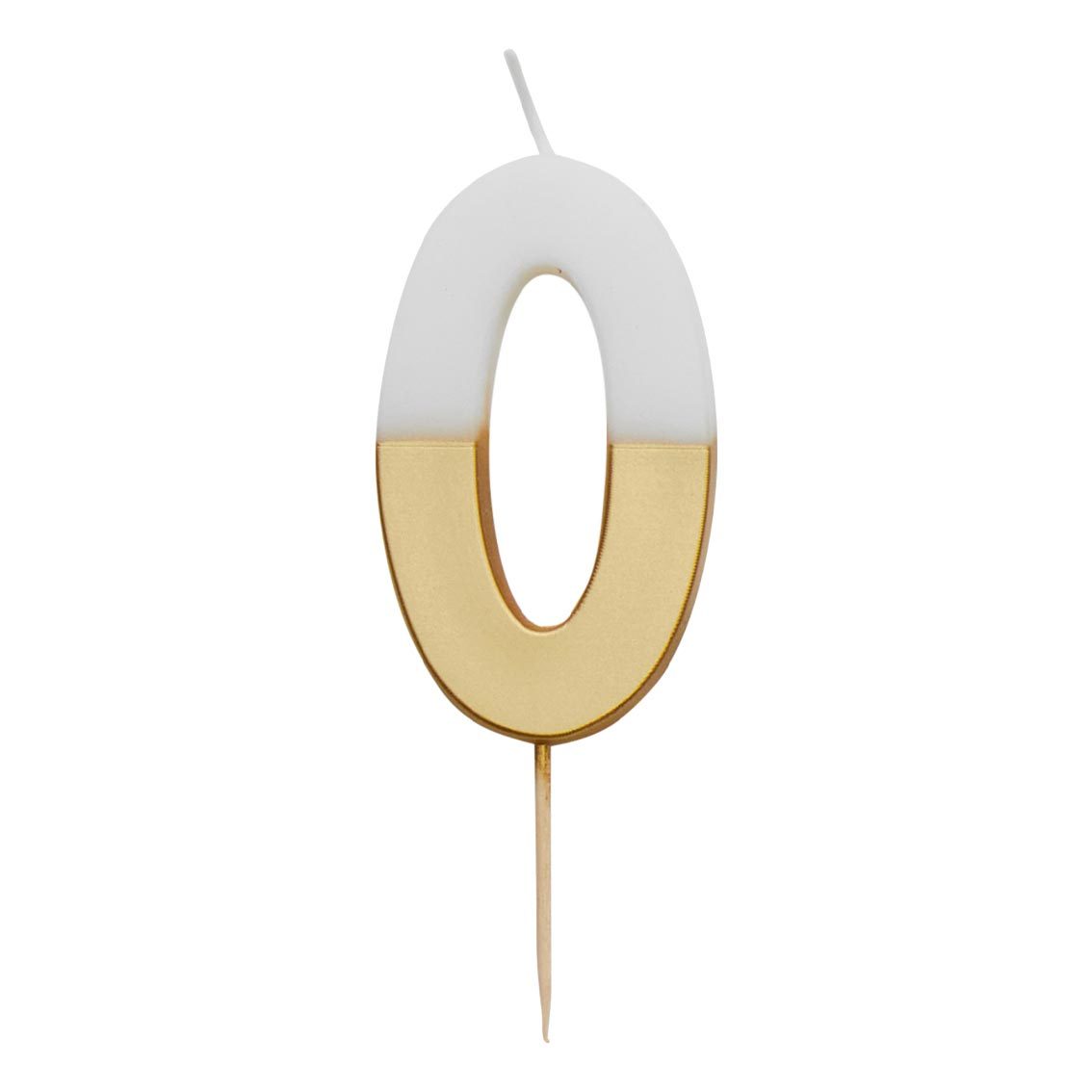 White & Gold Birthday Number Candle - 0