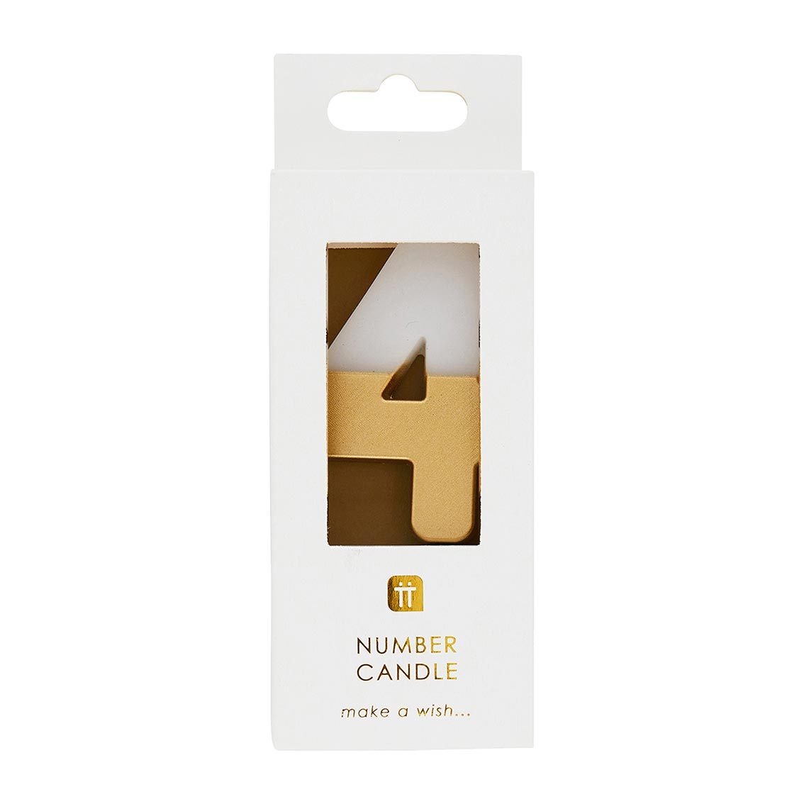White & Gold Birthday Number Candle - 4