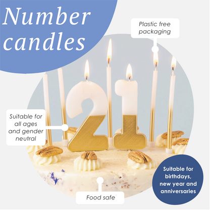 White & Gold Birthday Number Candle - 4