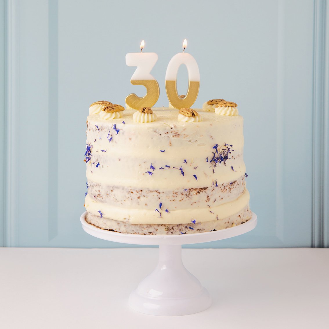 White & Gold Birthday Number Candle - 0