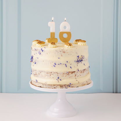 White & Gold Birthday Number Candle - 1
