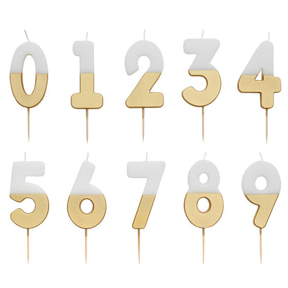 White & Gold Birthday Number Candle - 5