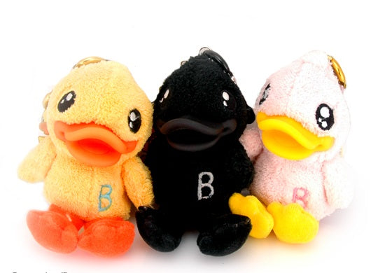 Portachiavi a forma di anatra di peluche nera