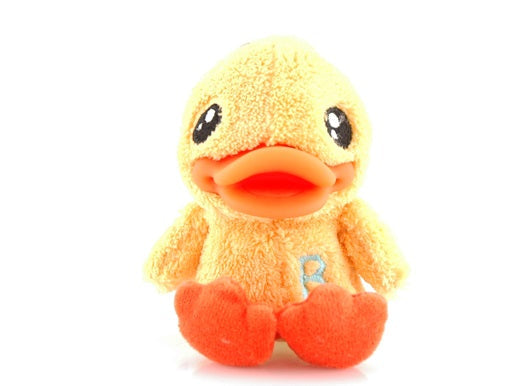 Portachiavi a forma di anatra di peluche gialla