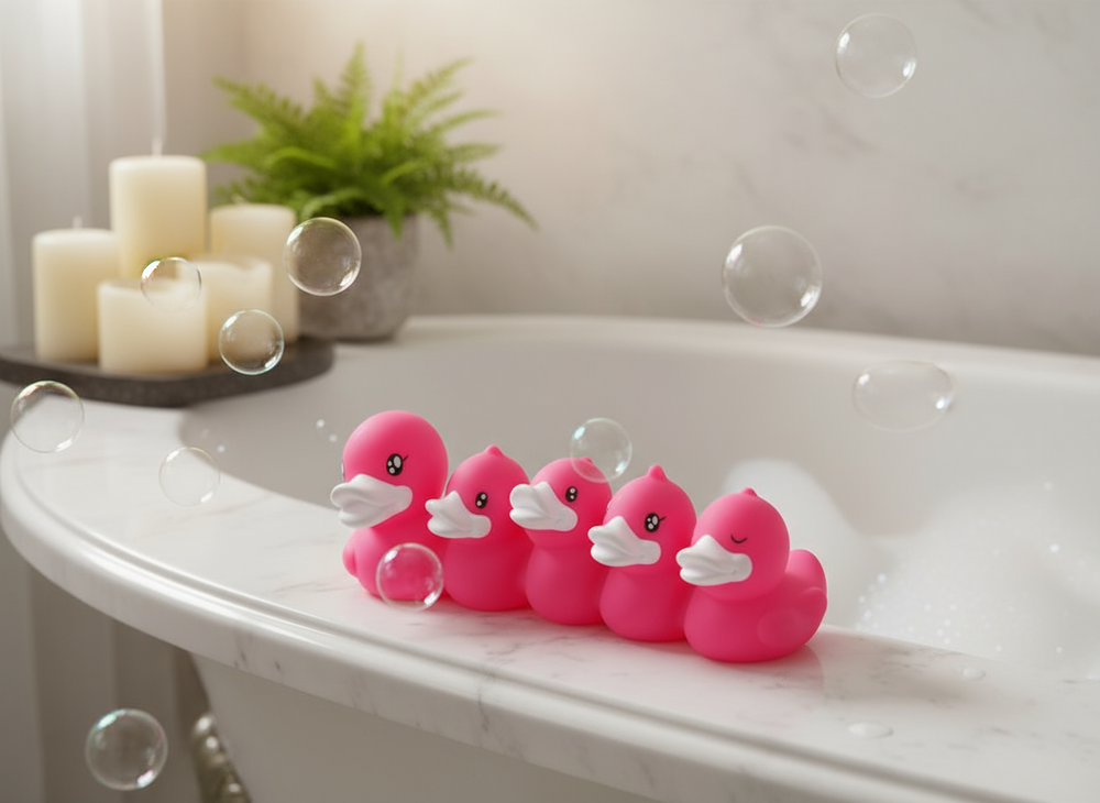 Roze eend tandenborstelhouder