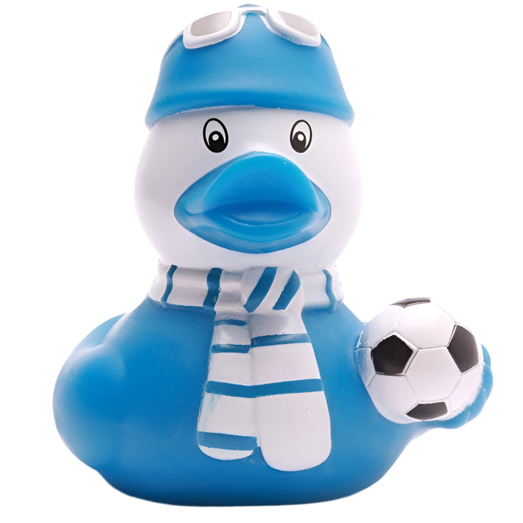 Pato hincha de fútbol azul