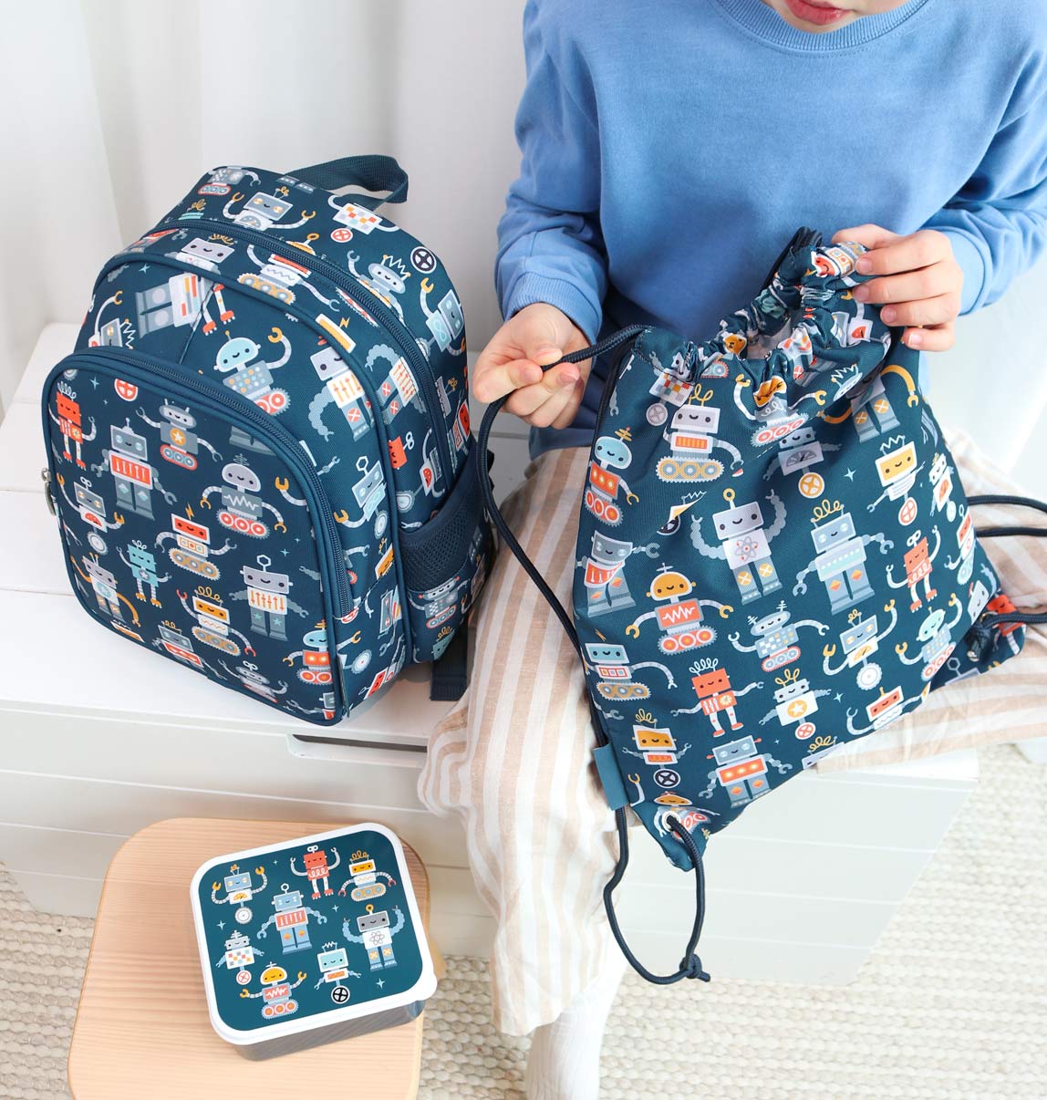 Sac à dos enfant - Robots – vue 3 – A Little Lovely Company