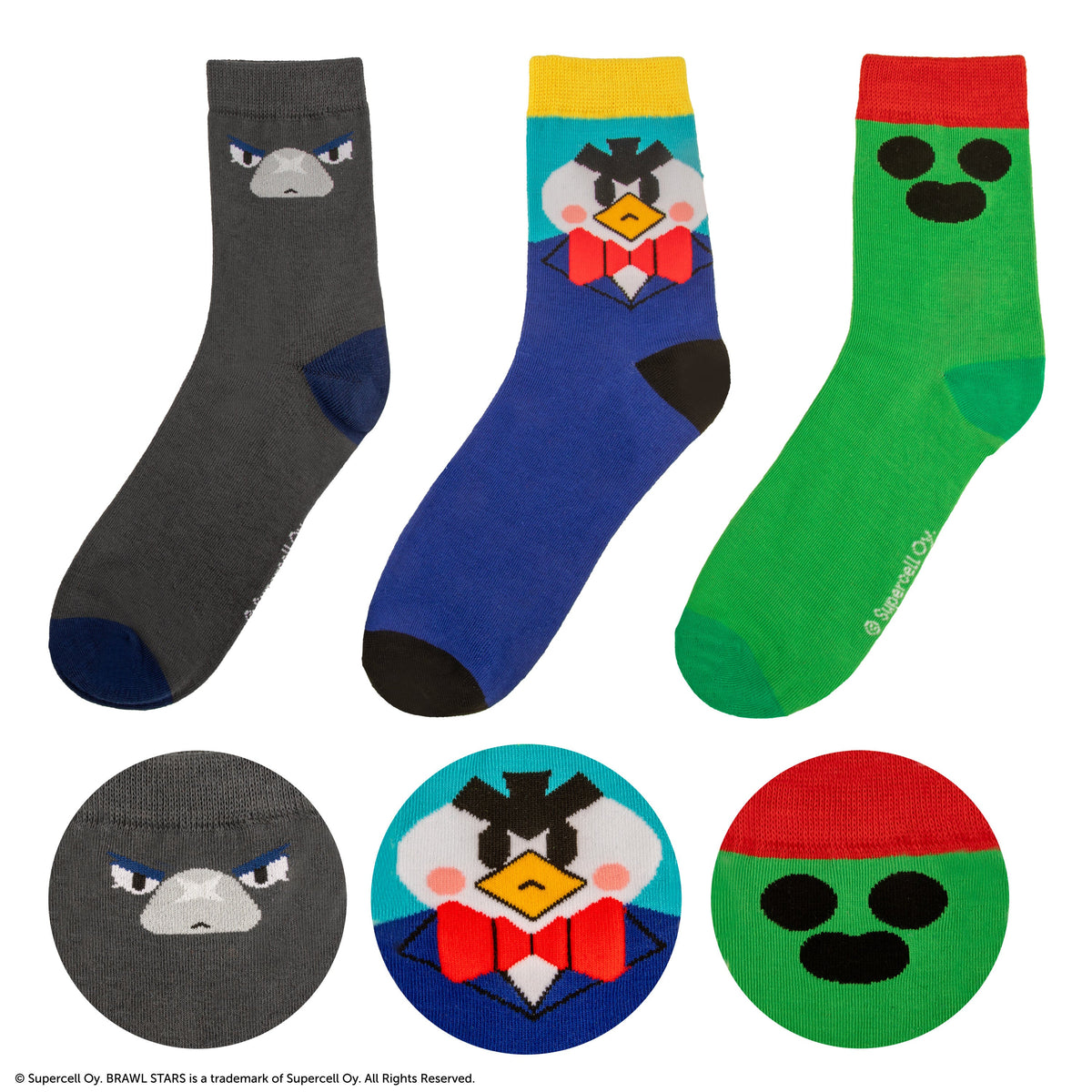 Set of 3 Pairs of Spike, Crow, and Mr. P. Socks