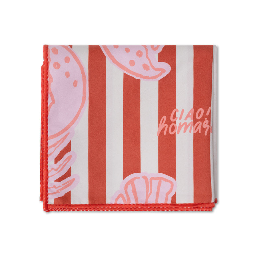 Beach Towel Microfiber- Red - Lobster Bay - 180 x 90 cm