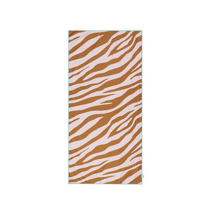 Beach Towel Microfiber - Orange/White - Vibrant Stripes - 135 x 65 cm