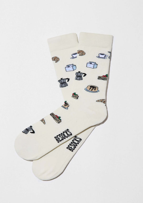 Chaussettes BeSweetBreakfast Blanc Cassé – Besocks