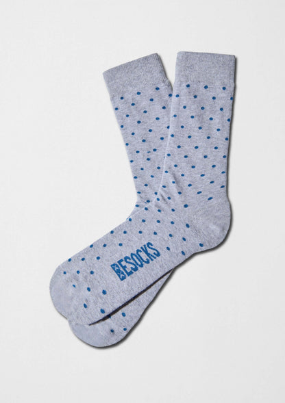 calcetines grises jaspeados con lunares azules - BeDots Grey - BESOCKS