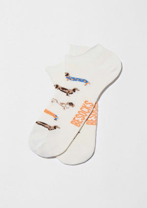 Chaussettes courtes BePets Teckels Blanc Cassé