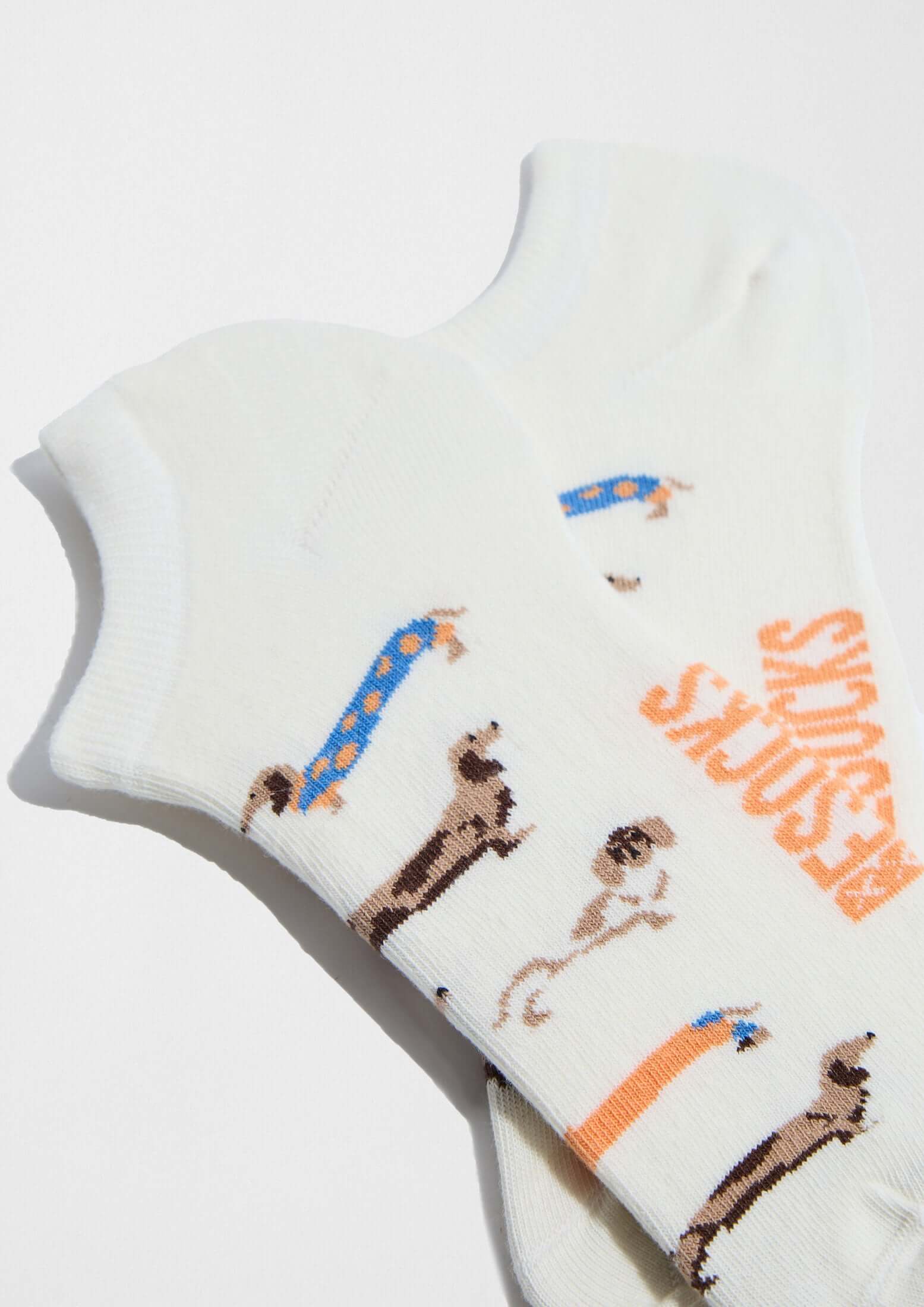 Chaussettes courtes BePets Teckels Blanc Cassé
