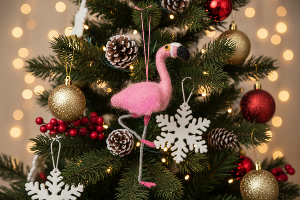 Boule de Noël en Feutrine Frankie le Flamant Rose