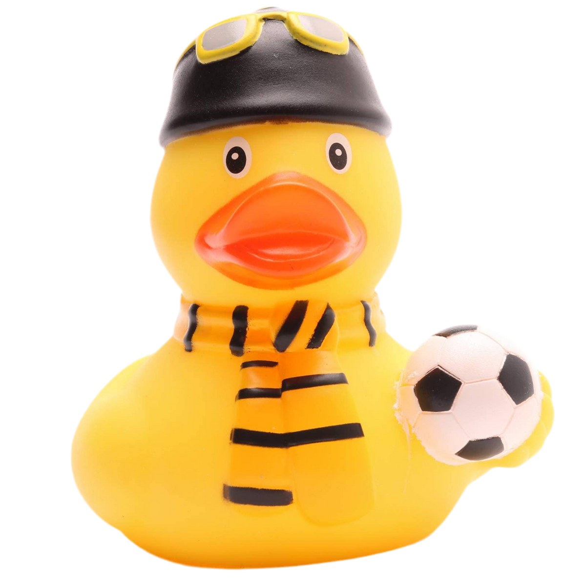 Pato hincha de fútbol amarillo y negro