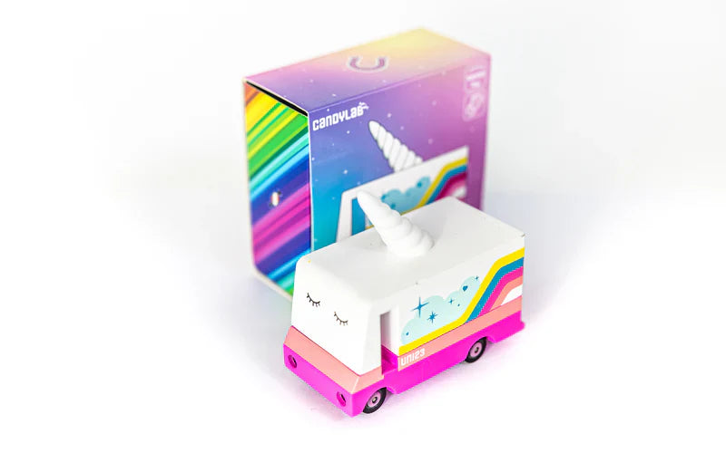 Candycar World Houten Bestelwagen - Eenhoorn