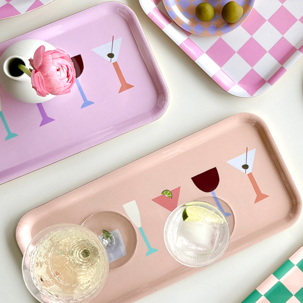Pink COCKTAILS Serving Tray - 32x15 cm